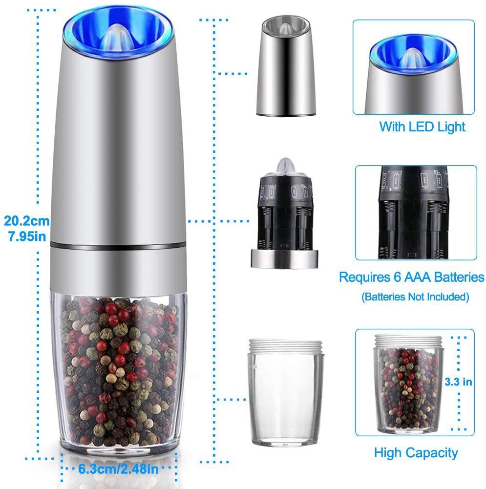 Gravity Electric Pepper and Salt Grinder Set